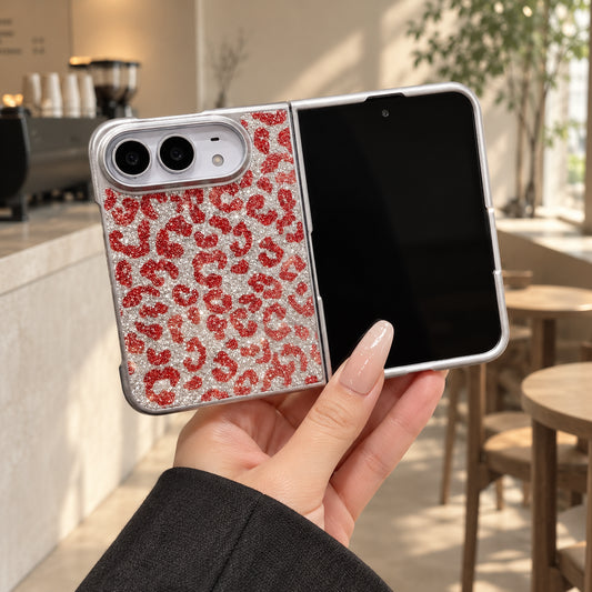 iPhone Duo Leopard Print Glitter Case with Matte Protective Shell