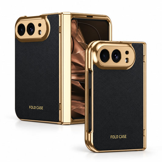 iPhone Duo Hinge Protection PU Leather Case with Built-In Screen Protector