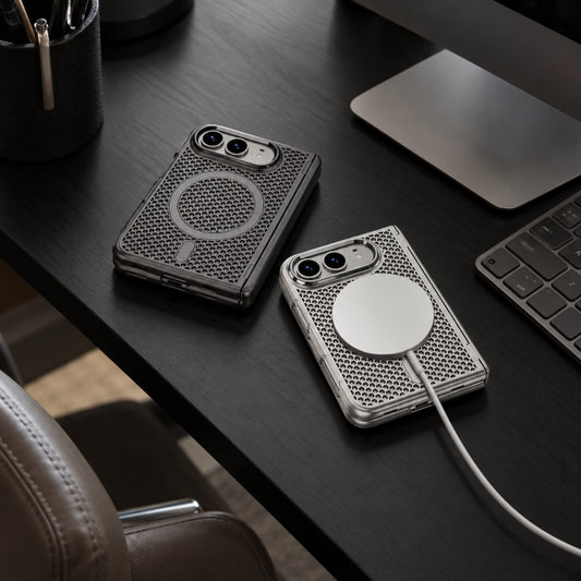 iPhone Duo Magnetic Honeycomb Case with Hinge Protection and Tempered Glass