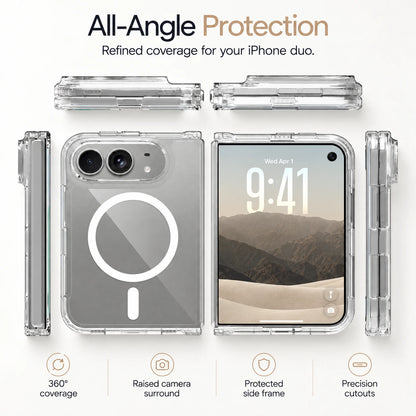 Image of iphone duo slim clear pc & tpu case, showing all angleprotectioncase.