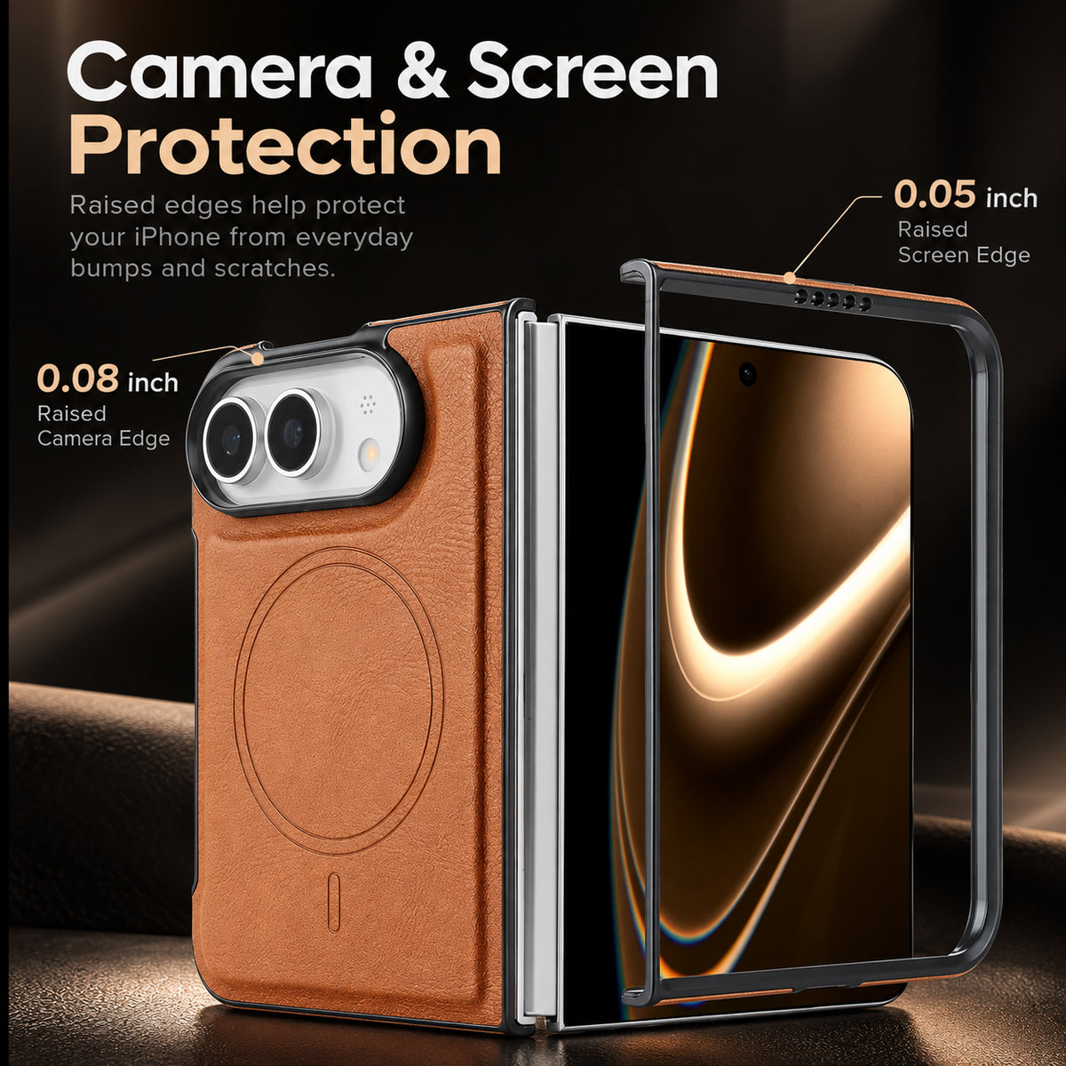 Image showing cameraand Screen Protection, featuring iphone magnetic leather folding case with shockproof protection.