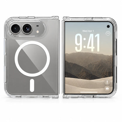 Image of iphone duo slim clear pc & tpu case, showing clearmagsafecasefrontandbackviews.