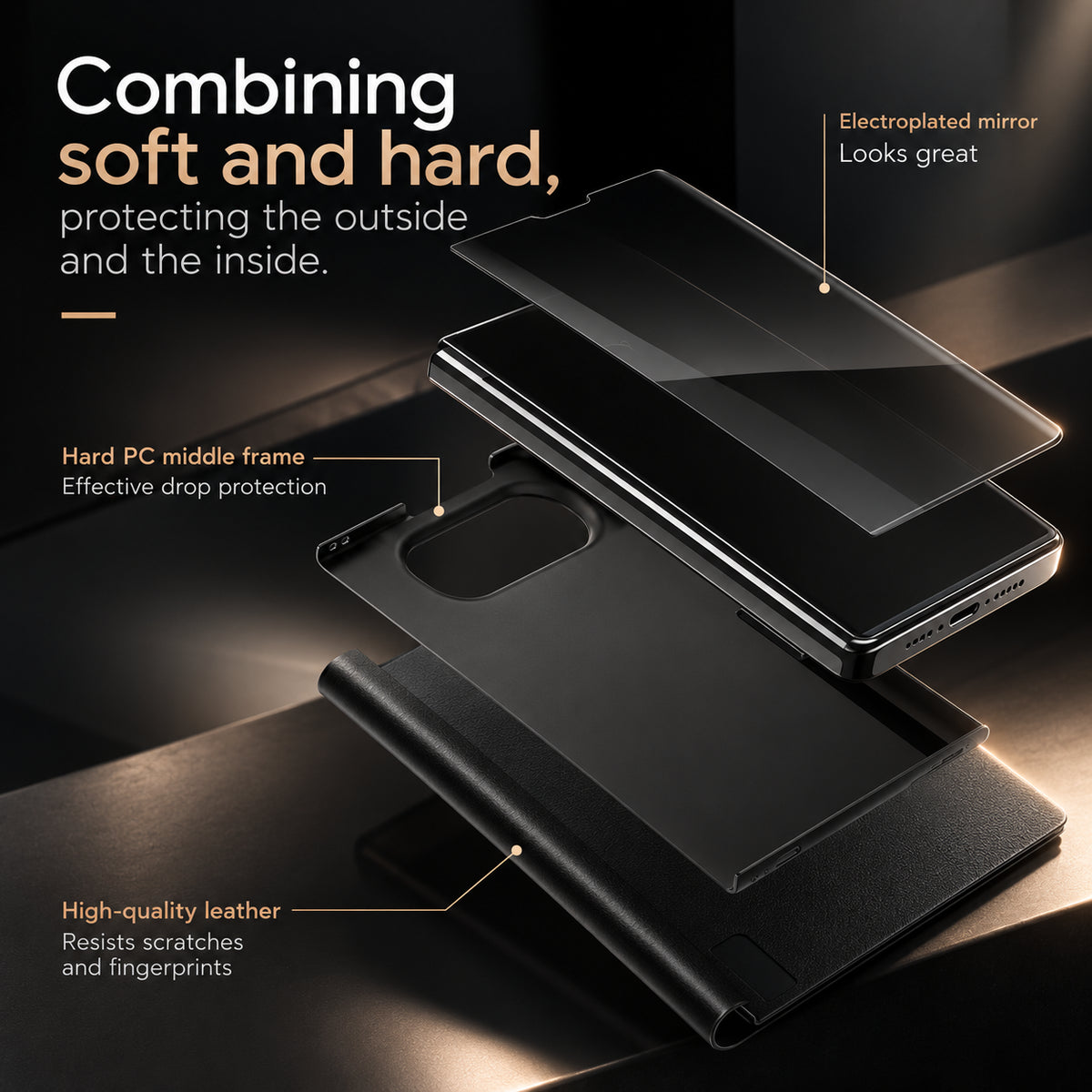 iPhone Duo Shockproof Smart Mirror Flip Case with Protective Cover