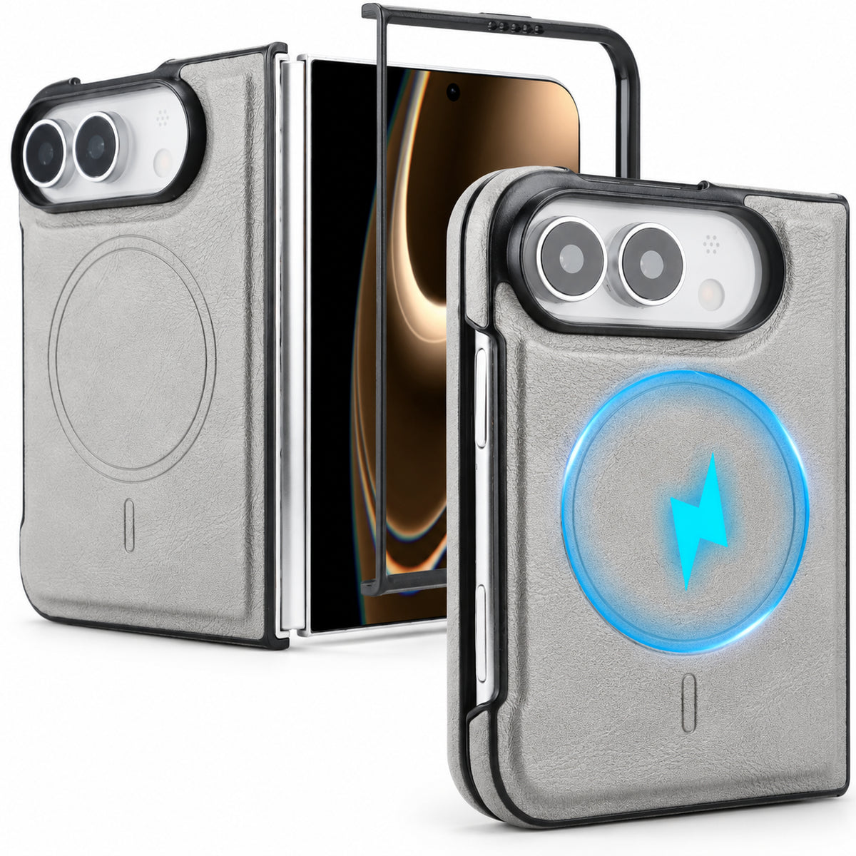 Image showing foldable Phone Case Studio Showcase, featuring iphone magnetic leather folding case with shockproof protection.