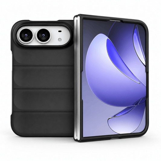 Image of iphone duo shockproof bumper case, showing foldablesmartphonedual viewproductrender.