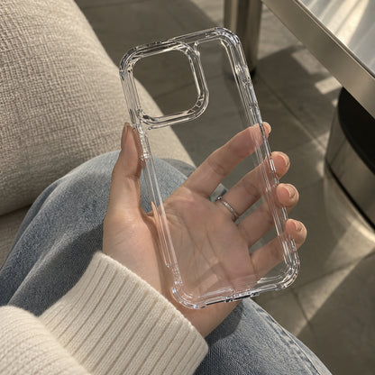Image of iphone 18 clear shockproof case, showing handholdingaclearphonecase.