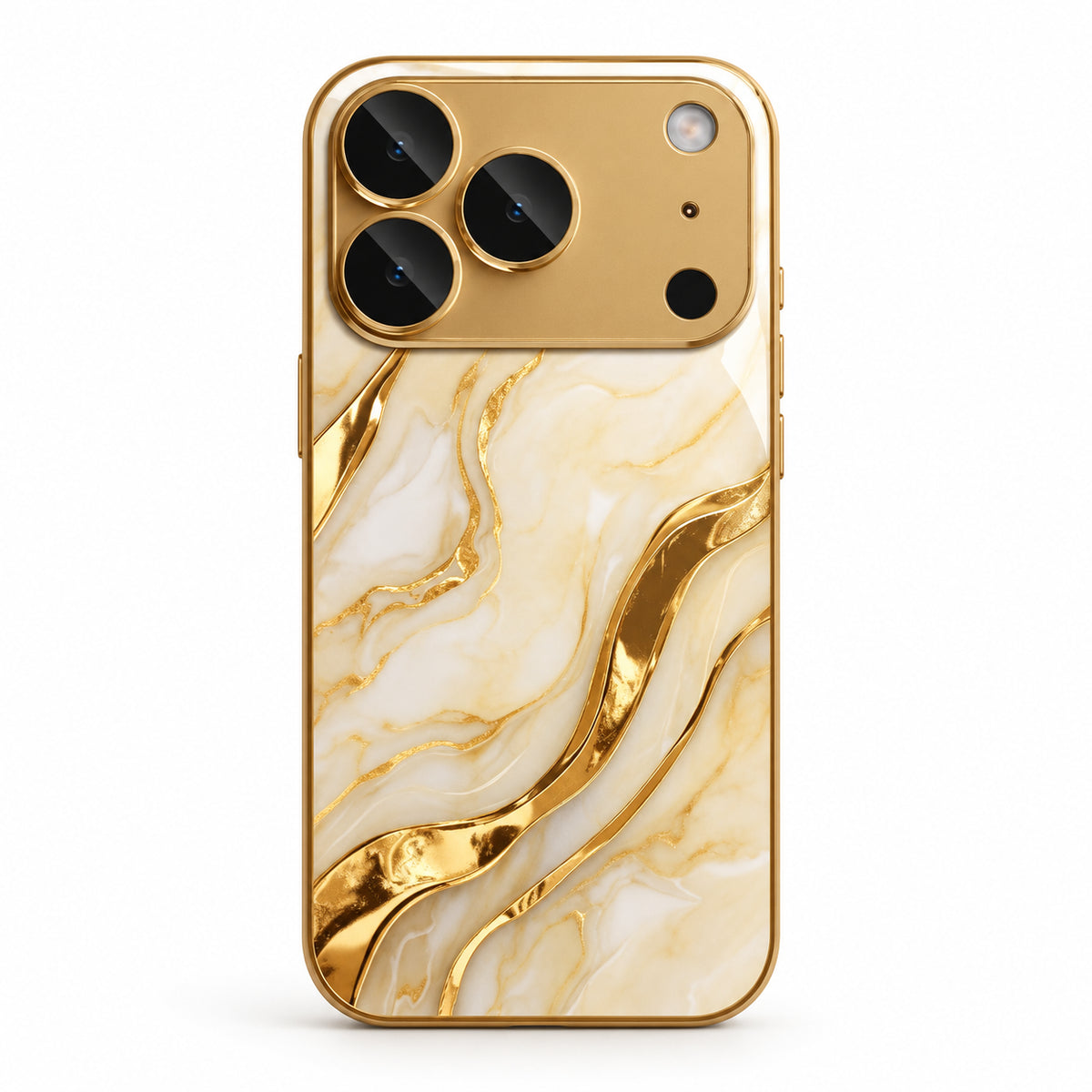 Image showing luxury Gold Marble Smartphone Case, featuring iphone gold marble pattern tempered glass case with shockproof & scratch protection.