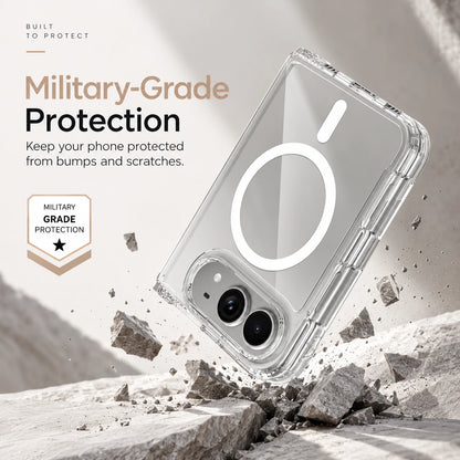 Image of iphone duo slim clear pc & tpu case, showing military gradephoneprotectionad.