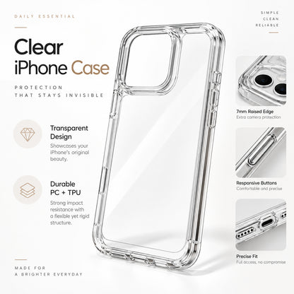 Image of iphone 18 clear shockproof case, showing minimalcleariphonecaseadvertisement 1.