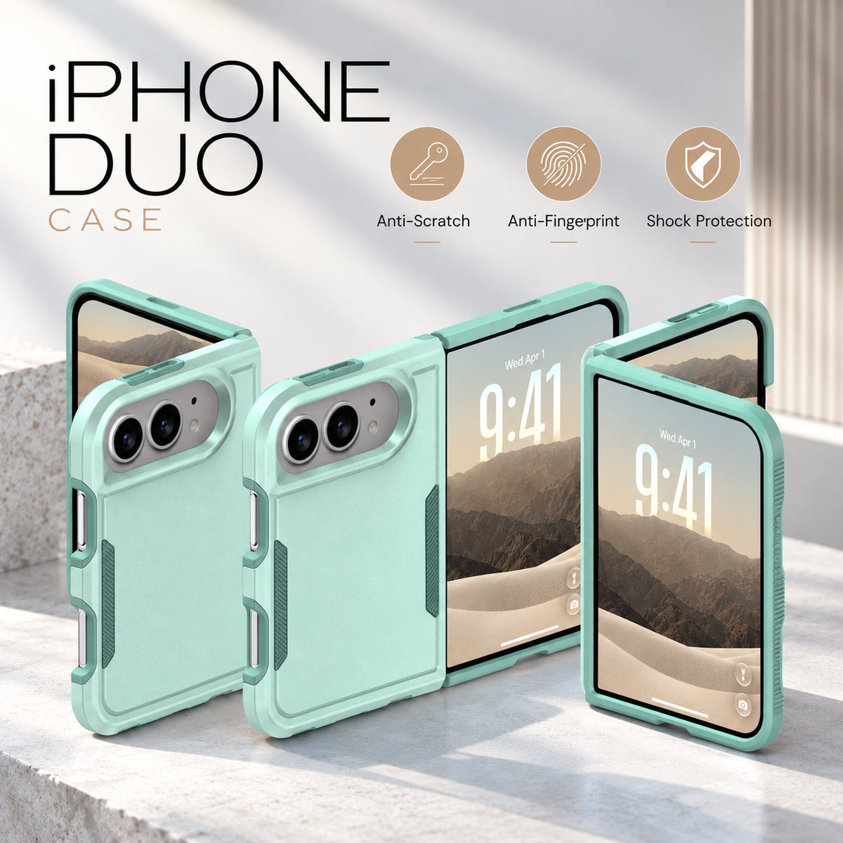 iPhone Duo Shockproof Armor Case with Camera Protection and Non-Slip Grip