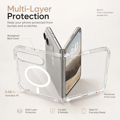 Image of iphone duo slim clear pc & tpu case, showing multi layerfoldablephoneprotection.