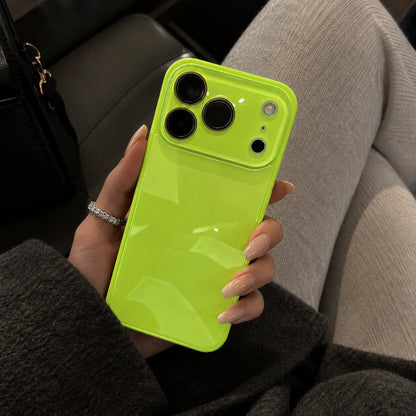 Image showing neon Lime Phone and Sparkling Hand, featuring iphone slim shockproof case with tempered glass back & camera protection.