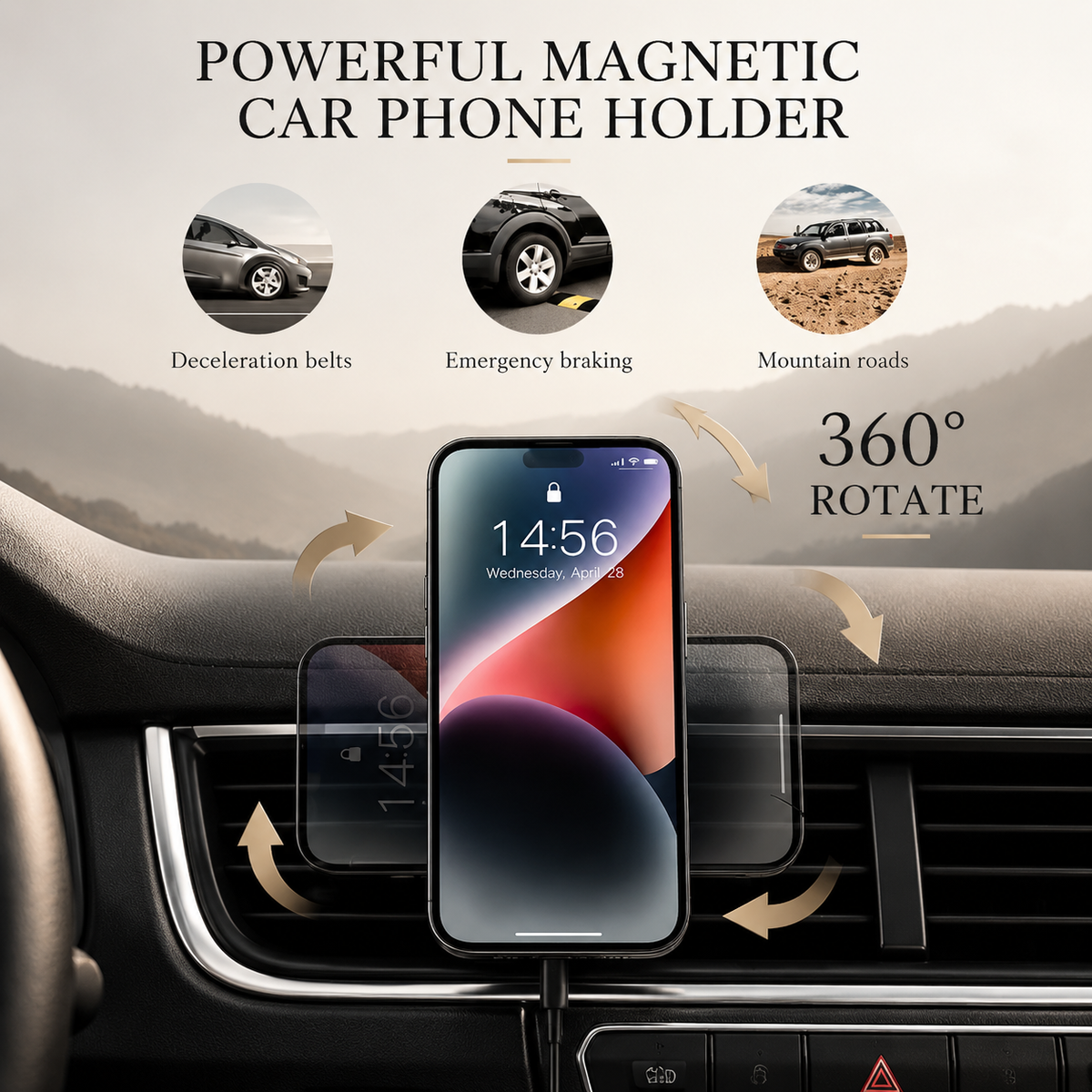 Premium Wireless Car Charger MagSafe Compatible Magnetic Dashboard Vent Mount Fast Charging Smartphone Viewing Dock