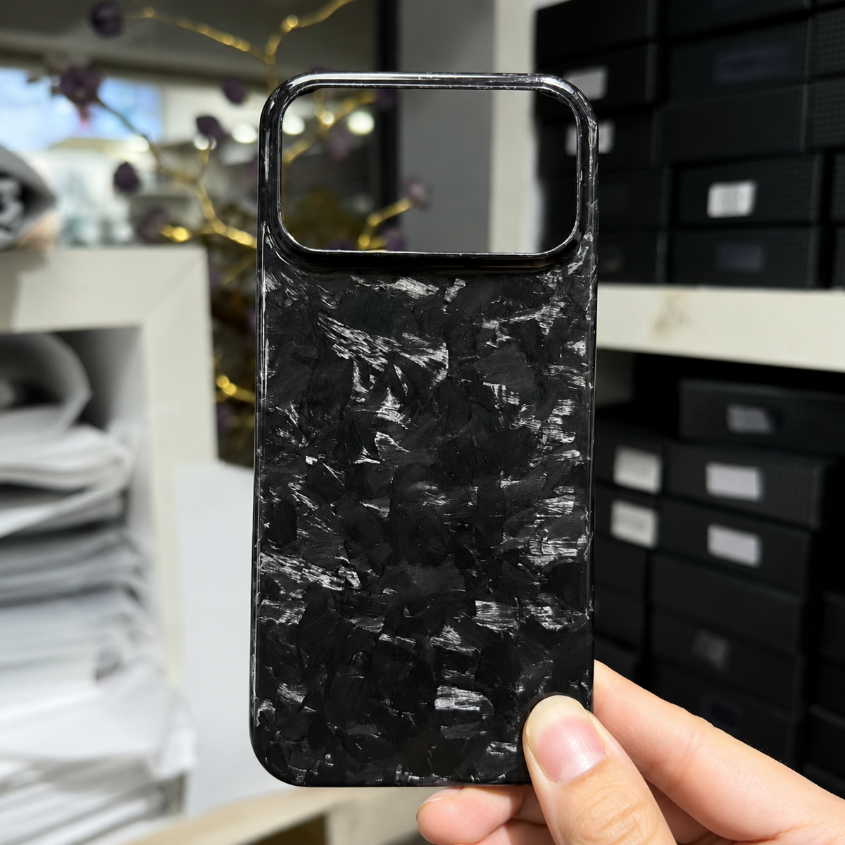 Premium iPhone Case Genuine Forged Carbon Fiber Slim Business Cover Lightweight Anti Fingerprint Non Slip Shockproof Protection