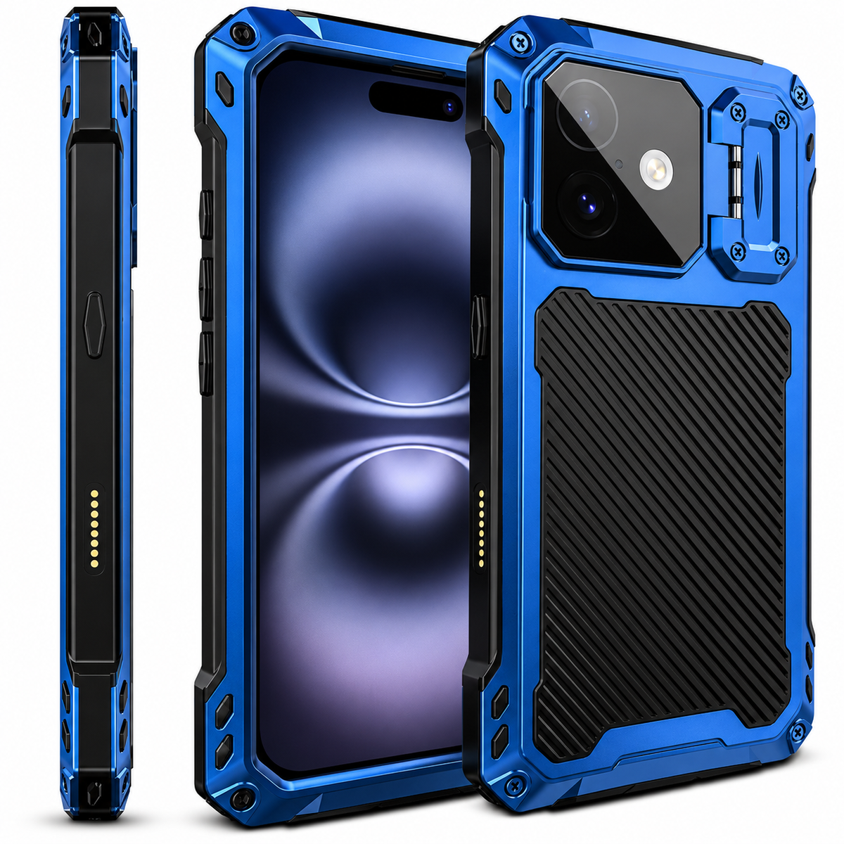 Premium iPhone Case MagSafe Compatible Heavy Duty Metal Cover Aluminum Bumper Military Grade Shockproof Camera Guard Kickstand