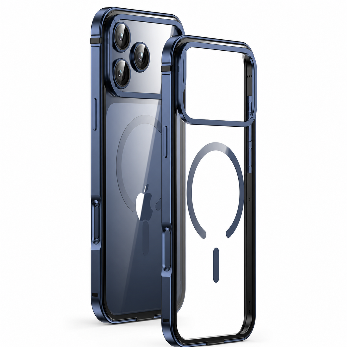 Premium iPhone Case MagSafe Compatible Clear Back Aluminum Alloy Frame Cover Shockproof Camera Lens Protection