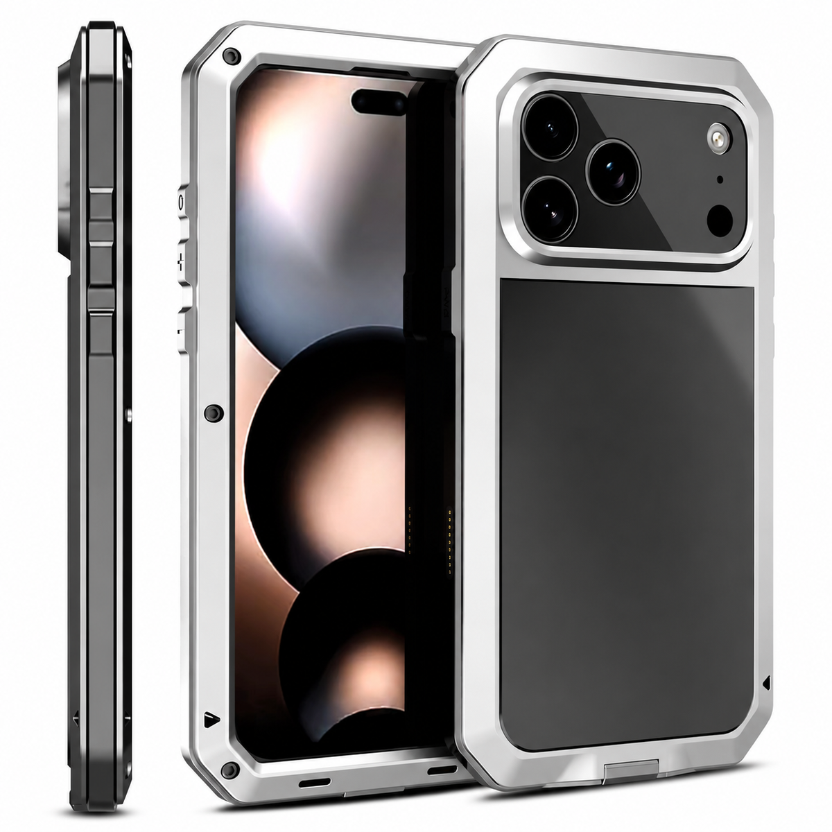 Premium iPhone Case MagSafe Compatible Heavy Duty Metal Cover Built-In Glass Screen Protector Protective Design