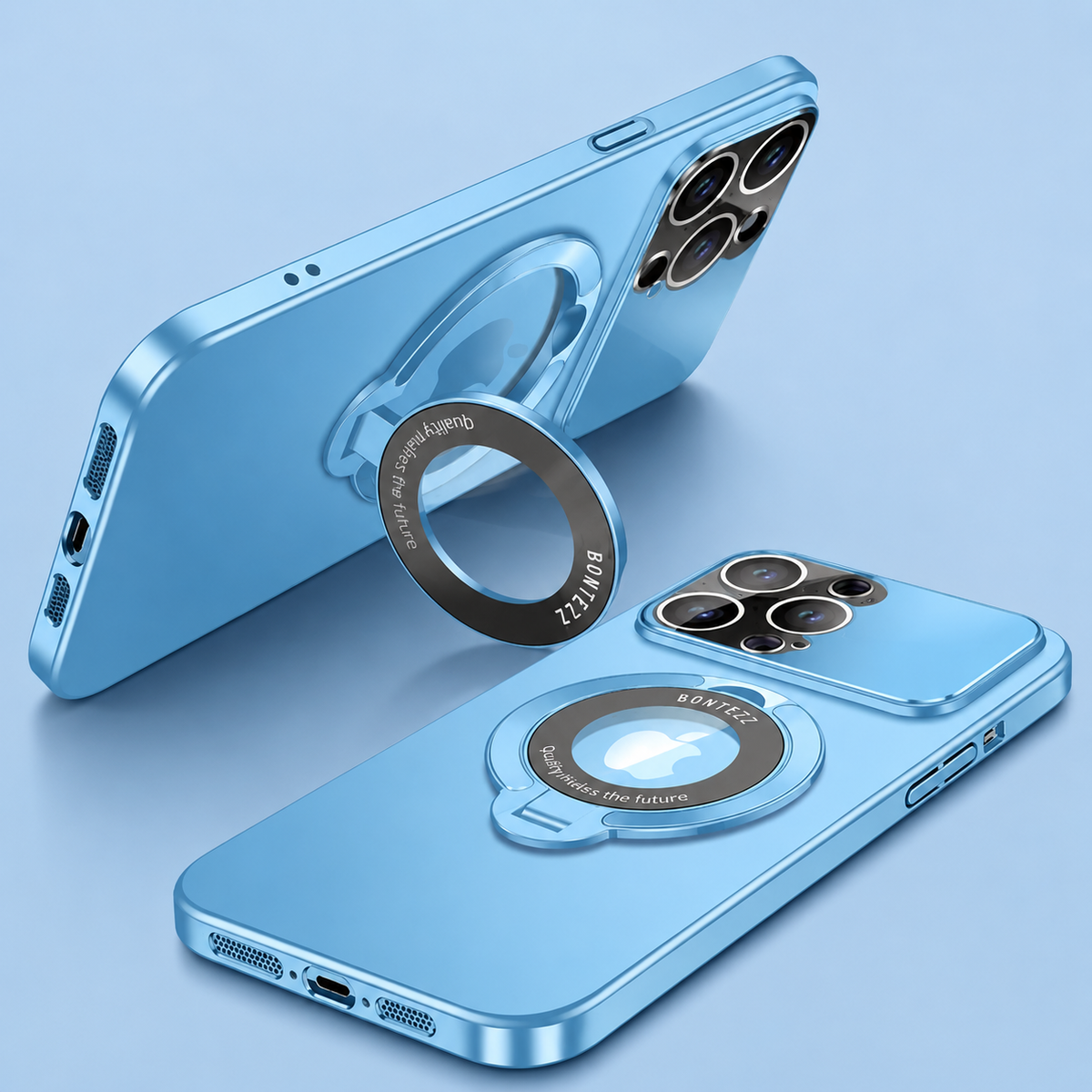 Premium iPhone Case MagSafe Compatible Ultra Thin Matte PC Cover Ring Holder Stand Shockproof Protection