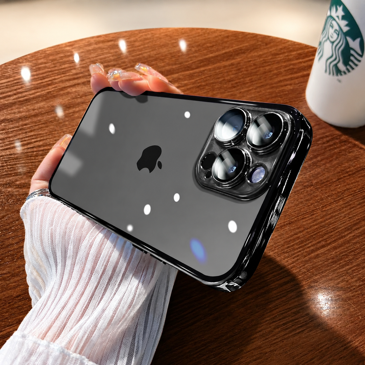 Premium iPhone Case MagSafe Compatible Transparent Glitter Silicone Cover Shockproof Raised Edge Protection