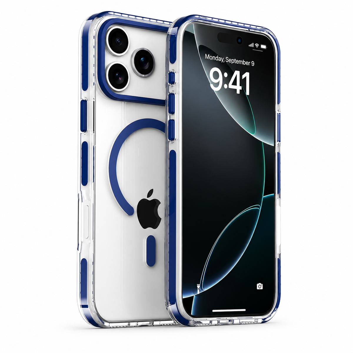 Premium iPhone Case MagSafe Compatible Clear Striped Border Cover PC PE Slim Design Shock Resistant Protection