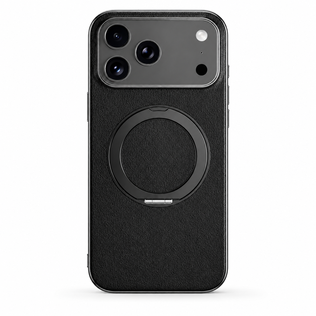 Premium iPhone Case Magnetic Leather Style PC TPU Cover Slim Full Coverage Shockproof Lens Protection Rotating Ring Holder