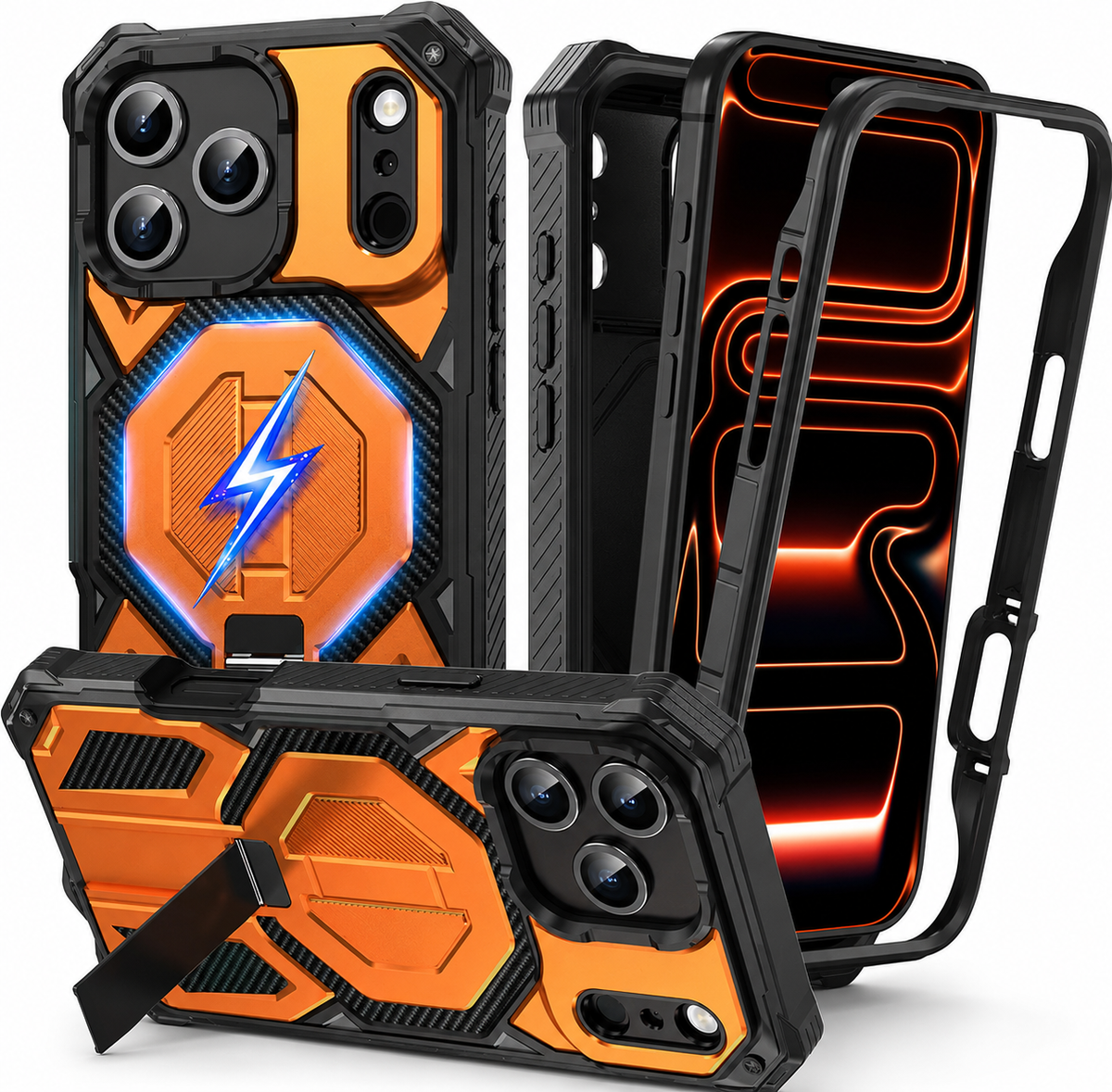 Premium iPhone Case Magnetic Armor Cover Ring Stand Heavy Duty Shockproof Full Coverage Protection