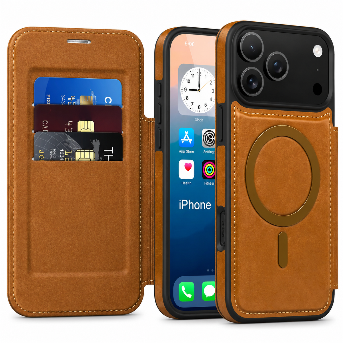 Premium iPhone Case Retro Flip Leather Style Wallet Cover Magnetic Charging Card Holder Full Coverage Shockproof Protection