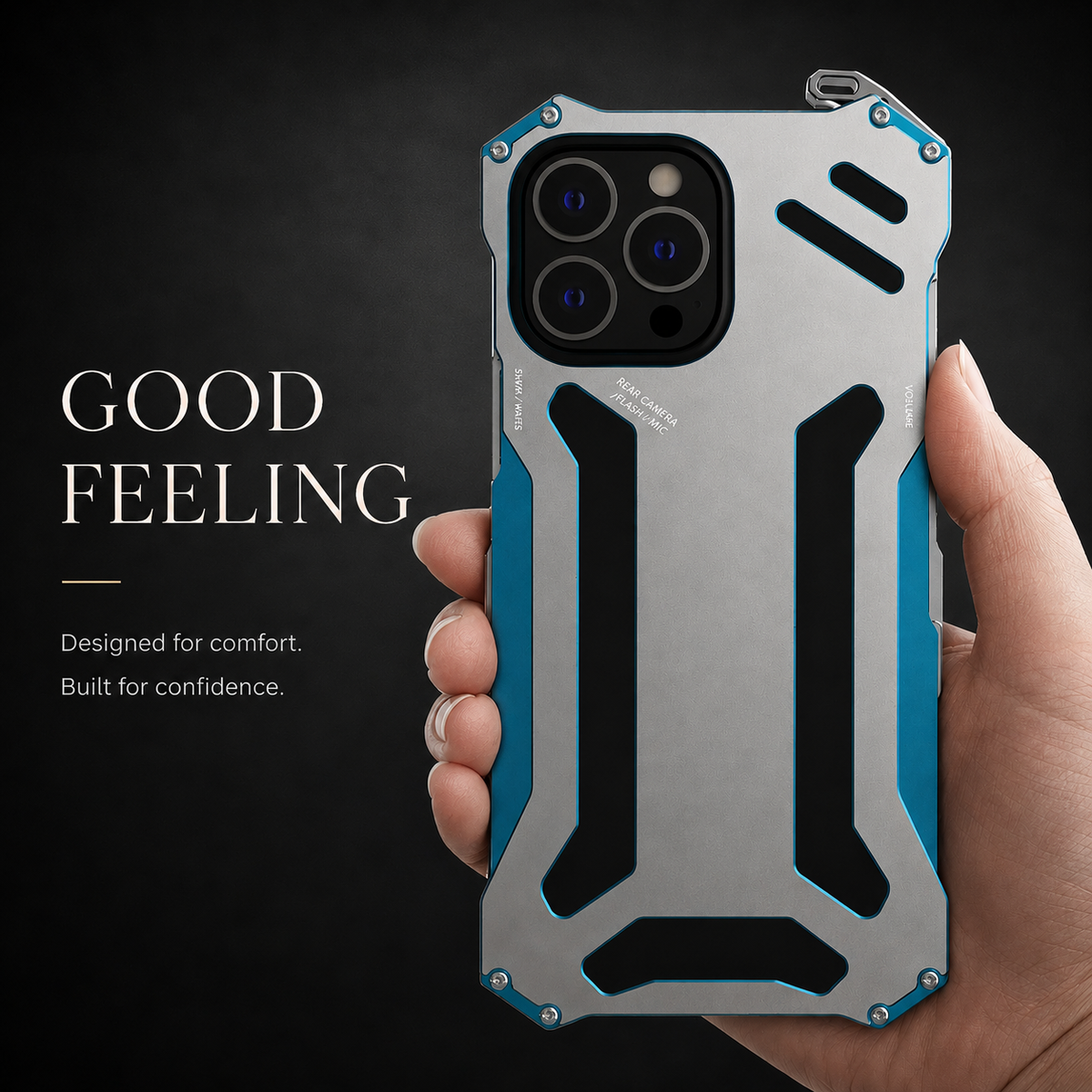 Premium iPhone Case Slim Aluminum Metal Hard Back Cover Heavy Duty Shockproof Anti Scratch Non Slip Protection