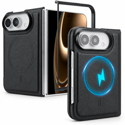 Image showing premium Foldable Leather Case Showcase, featuring iphone magnetic leather folding case with shockproof protection.