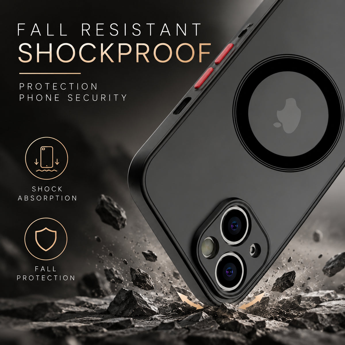 Image showing shockproof Case Impact Protection, featuring iphone hard matte magsafe case with anti-fingerprint finish & slim protection.