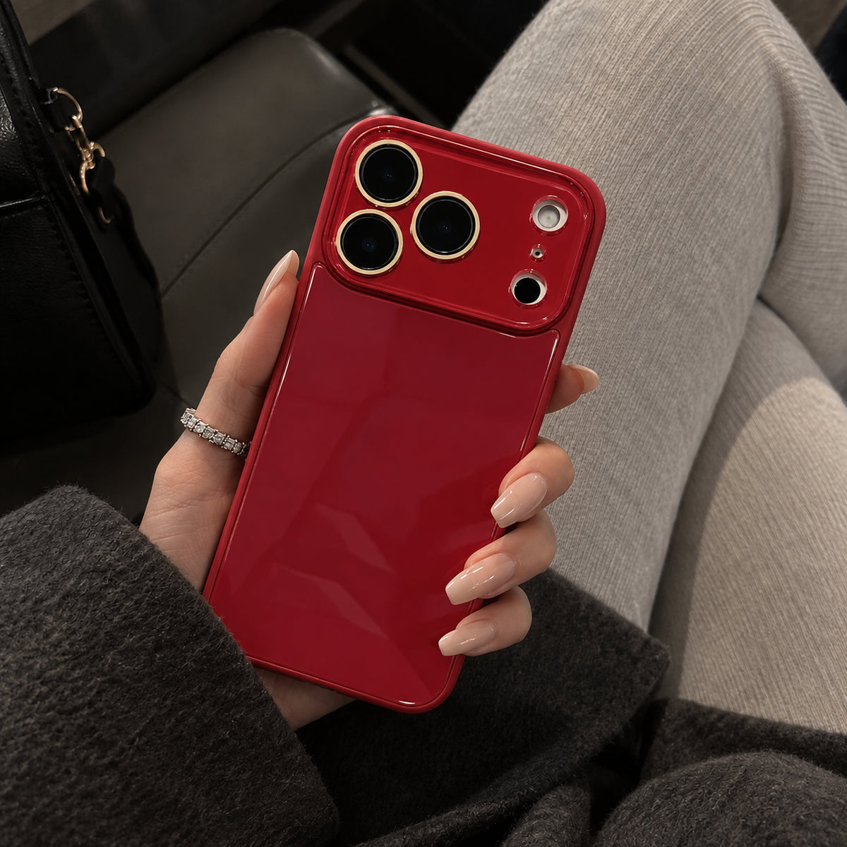 Image showing bcfb1df4 9fcc 4acf 9dac 94b730bb6fa9, featuring iphone slim shockproof case with tempered glass back & camera protection.