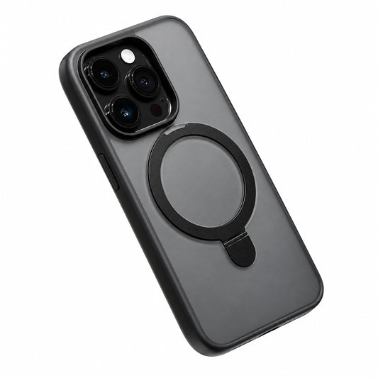 Image showing floating graphite magsafe case iphone, featuring iphone magsafe magnetic case with folding kickstand & camera protection.
